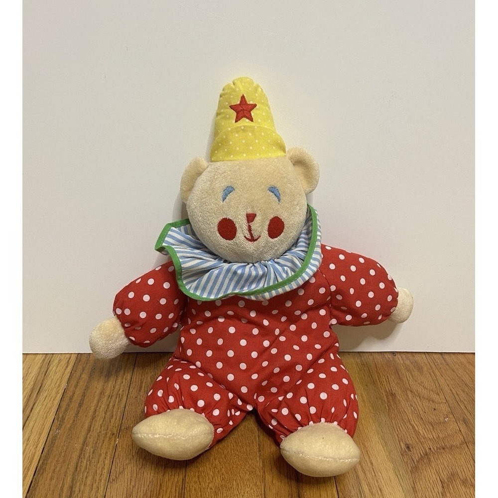 Vintage Eden Plush Clown Doll Red Polka Dot Baby Toy Soft Stuffed 12"